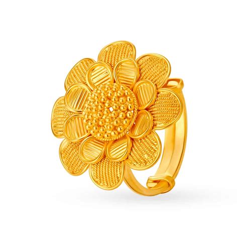Floral Gold Cocktail Ring Tanishq