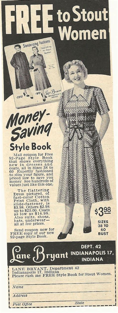 1950s Lane Bryant For Stout Women Vintage Advertisements Vintage