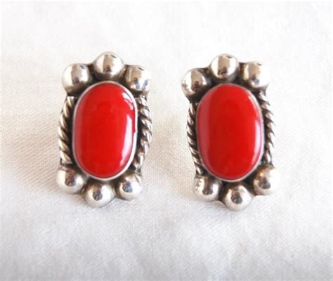 Red Mexican Earrings Vintage Sterling Silver Posts Resin Etsy Vintage