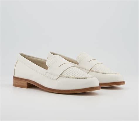 Office Fire Feature Loafers Off White Leather Womens Loafers