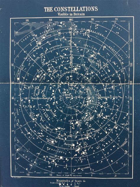 1880 Constellations Visible In Britain Original Antique Print Etsy Uk