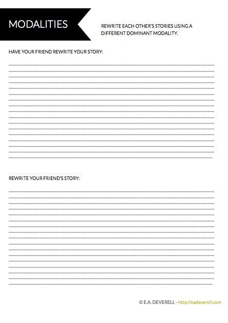 Writer Worksheet Wednesday Modalities Creative Writing Blog