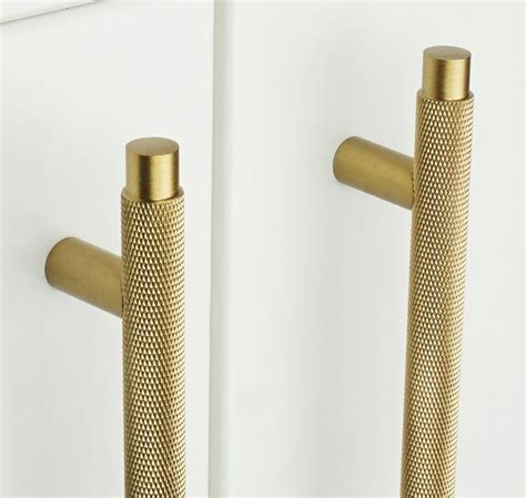Knurled T Bar Solid Brass Handles Plank Hardware Brass Cabinet