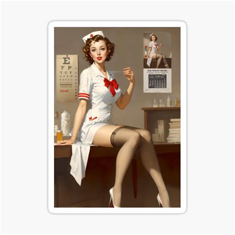 Retro Nurse Pinup Sticker For Sale By Art Alchemy Redbubble