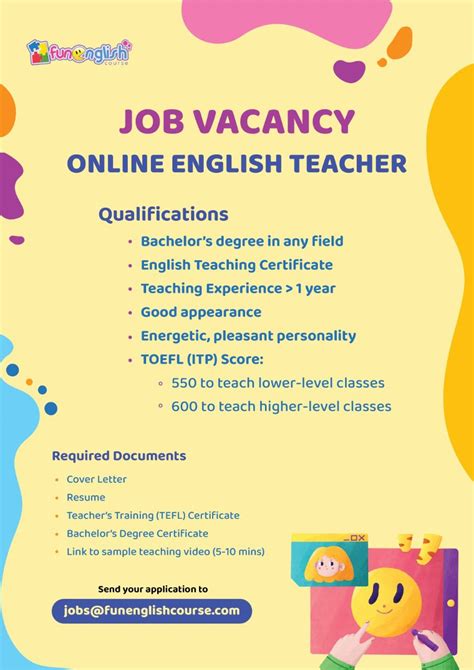 Job Vacancy Online English Teacher Fun English Course