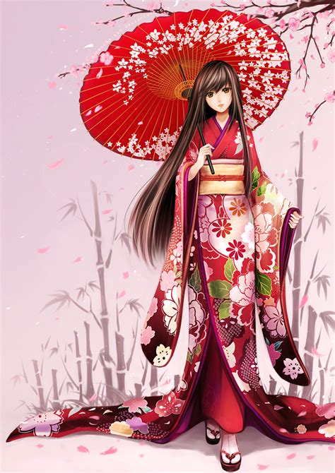 Commission Akiko By Zenithomocha On Deviantart Anime Girl Kimono