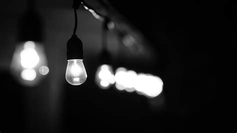 Black And White Pendant Lamp Photography Monochrome Light Bulb Bokeh