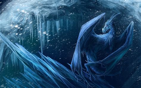 1920x1206 Art Fantasy Luminos Ice Dragon Blue Winter