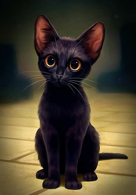 Pin By Albano R On Fantasy Cute Animal Drawings Black Cat Art Cat