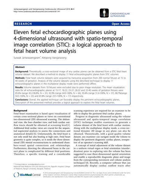 Pdf Eleven Fetal Echocardiographic Planes Using 4 Dimensional
