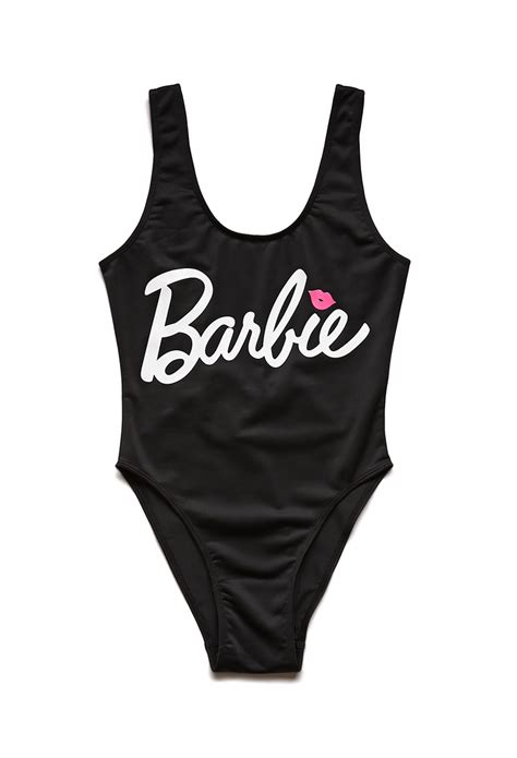 Lyst Forever 21 Barbie Onepiece Bodysuit In Black