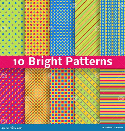 Abstract Geometric Bright Seamless Patterns Stock Vector Illustration