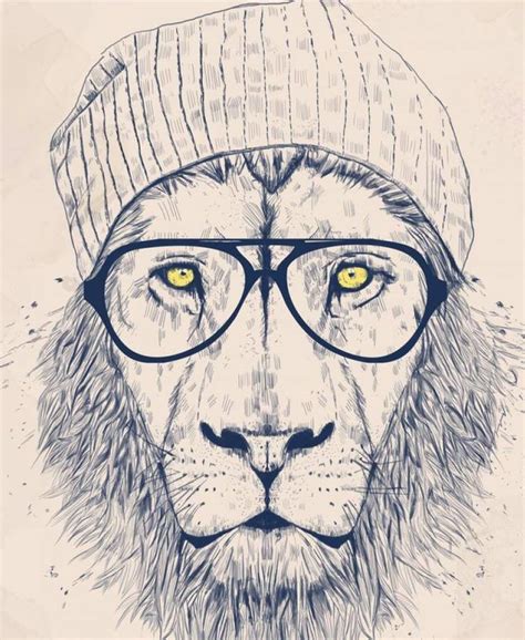 Cool Lion Art Print By Monde Mosaic