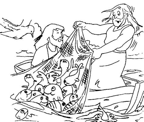 Jesus sat in the boat teaching the people. The miraculous catch of fish coloring pages | Sunday ...