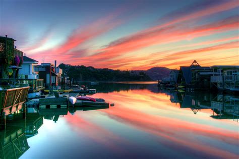 Floating Homes In The Beautiful Dusk Light Image Free Stock Photo