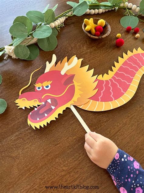 chinese new year dragon paper craft {free printable } the art kit