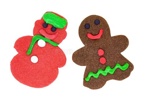 Isolated Gingerbread Man And Snowman Cookies Stock Image Image Of