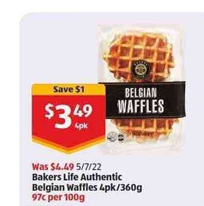Bakers Life Authentic Belgian Waffles Pk G Offer At Aldi