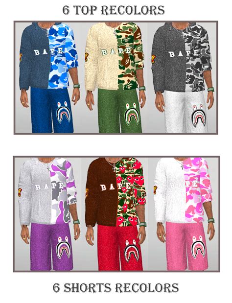 My Sims 4 Blog S4sezes Sweatshirts And Ea Shorts In Bape Designs By