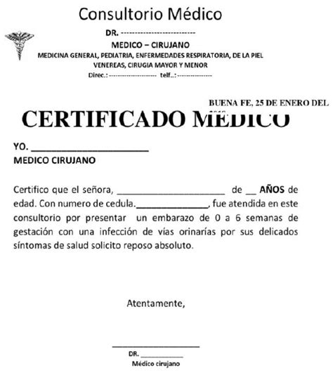 Certificado Medico Ejemplo Actualizado Julio