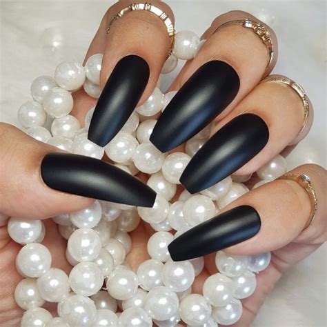Solid Black Long Coffin Glue On Nails Press On Nails Luxury Nails