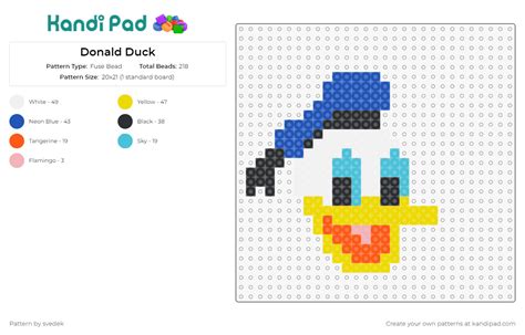 Donald Duck Fuse Bead Pattern Kandi Pad Kandi Patterns Fuse Bead