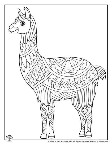 Llama Easy Adult Coloring Animals | Woo! Jr. Kids Activities