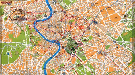Map Of Tourist Sites In Rome Roma Mappa