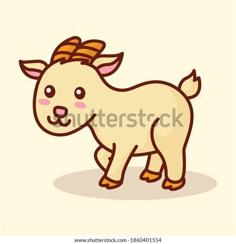 Cute Cartoon Goat Jump Kawaii Kid Stock Vector Royalty Free