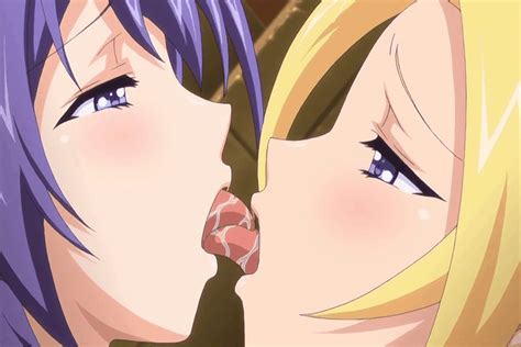 2girls Animated Animated  Blonde Hair Blue Eyes Blush French Kiss Kiss Mankitsu Happening