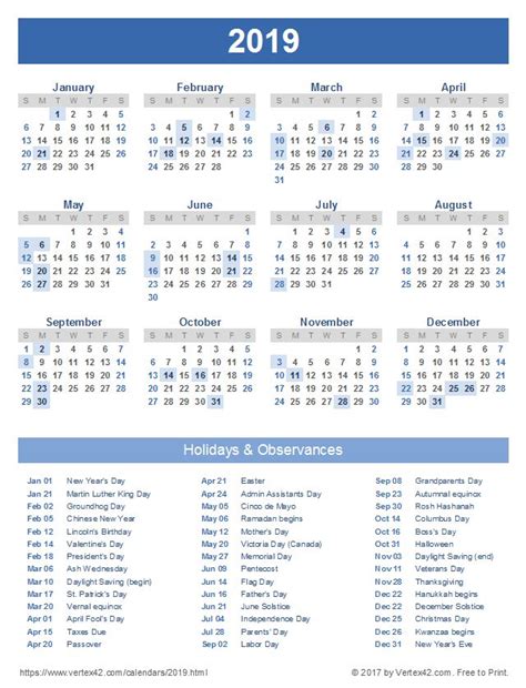 Maybe you would like to learn more about one of these? Download a free Printable 2019 Calendar with Holidays from ...