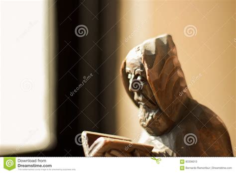Wood Monk Figure Reading Bible Stock Image Image Of Faith Praying