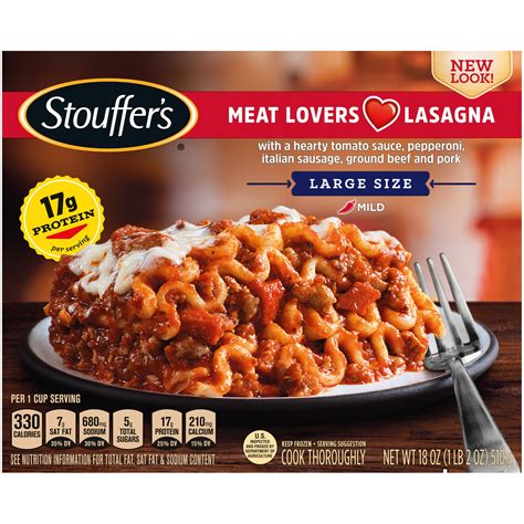 Stouffers Large Size Meat Lovers Lasagna Frozen Meal 18 Oz Walmart