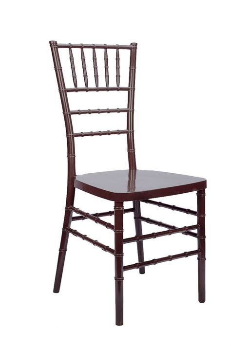 Fruitwood, mahogany, natural as well as white and black. Fruitwood Resin "Inner Steel-Core" Stacking Chiavari Chair