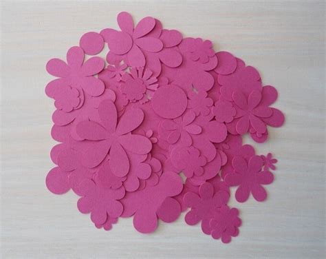 60 Pieces Assorted Sizes Paper Flower Cut Outs Punched Shapes Assorted
