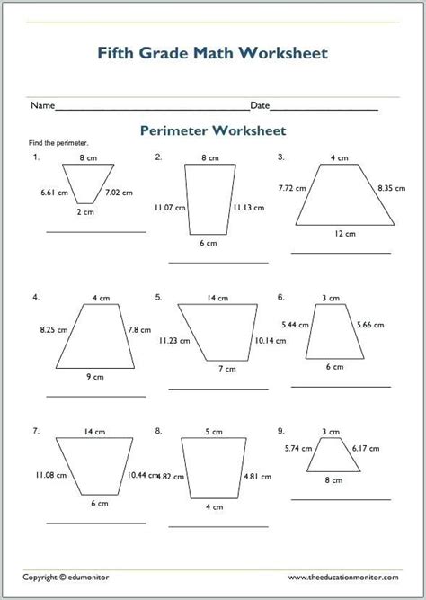 7th Grade Math Area And Perimeter Worksheets