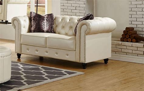Buy Mcferran Sf1802 Sofa Set 2 Pcs In White Polyurethane Online