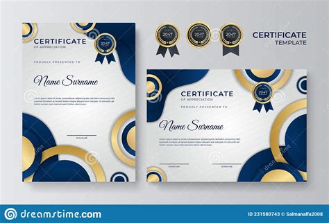 Blue And Gold Certificate Template Modern Blue Certificate Award Or