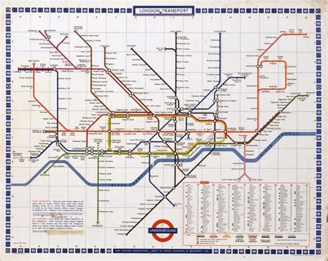 Laminated Underground Poster Map By Paul Garbutt 1971 London