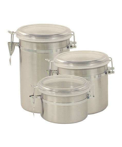 look at this stainless steel three piece canister set on zulily today stainless steel