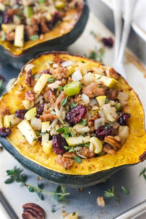 Vegetarian Stuffed Acorn Squash With Apple And Sausage