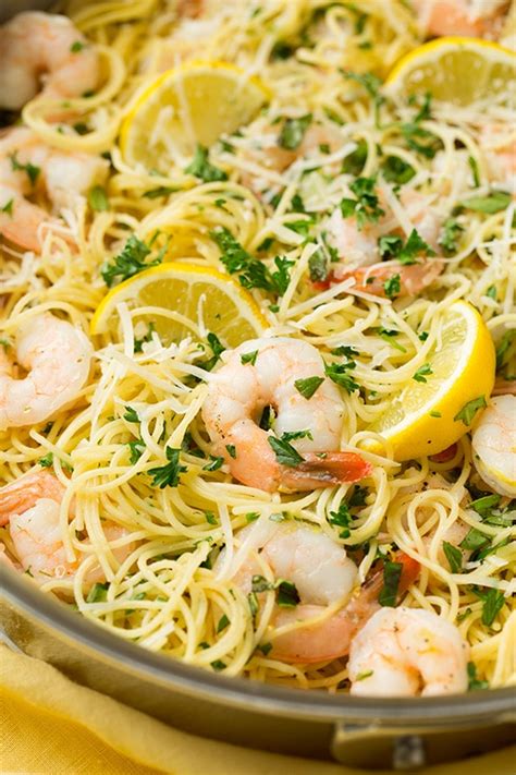 Shrimp (preferrably peeled, tail off, deveined and par boiled for 5 minutes) or a #1 bag of salad shrimp, ready to use. Lemon-Parmesan Angel Hair Pasta with Shrimp - Cooking Classy
