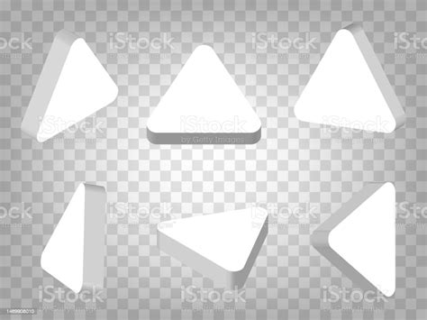 투명한 배경에 3d 삼각형 프리즘 세트 삼각형 3d 아이콘 그림과 다른 보기와 각도 디자인을 위한 그래픽 요소의 추상적인 개념