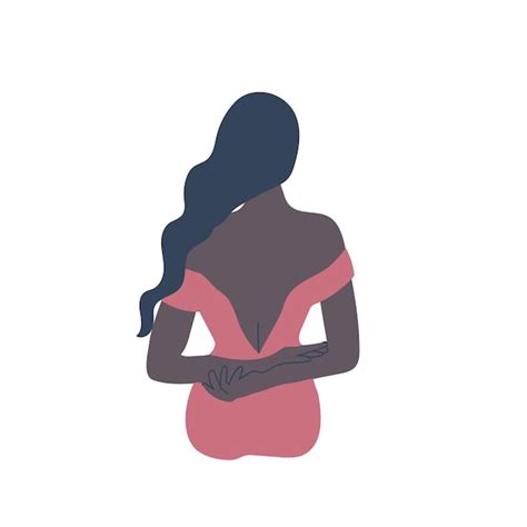 Premium Vector Long Hair Brunette Female Wearing Backless Dress