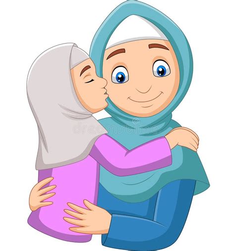 Happy Muslim Mother Hugging Her Daughter Stock Vector Illustration Of Love Dress 143578337
