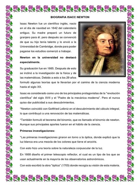 Biografia Isacc Newton Pdf Isaac Newton Gravedad