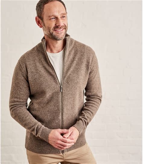 Vole Marl Mens Lambswool Lincoln Zipper Cardigan Woolovers Uk