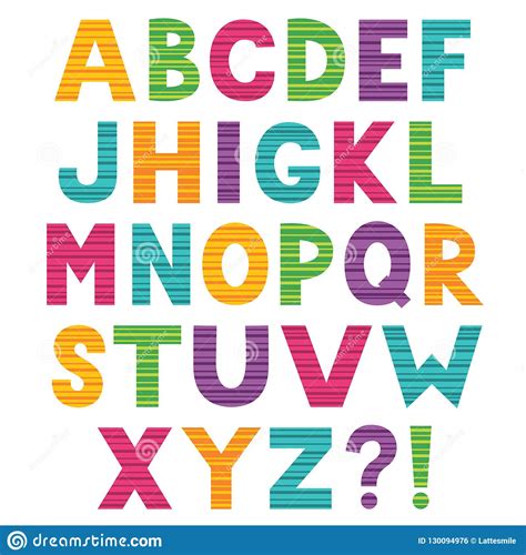 Colorful Cartoon Alphabet Isolated Design Elements Stock Vector