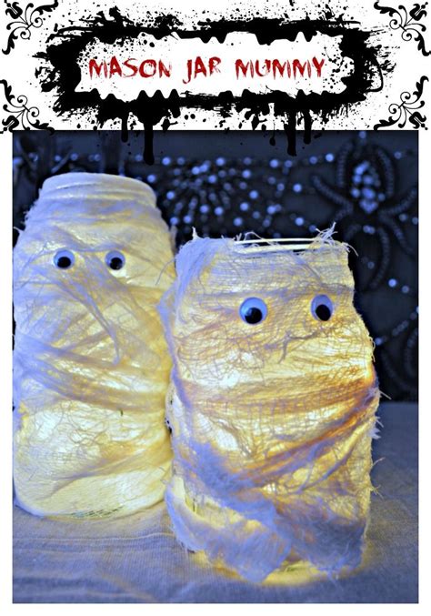 Cheesecloth Mummy Lanterns Mason Jar Halloween Crafts Diy Halloween