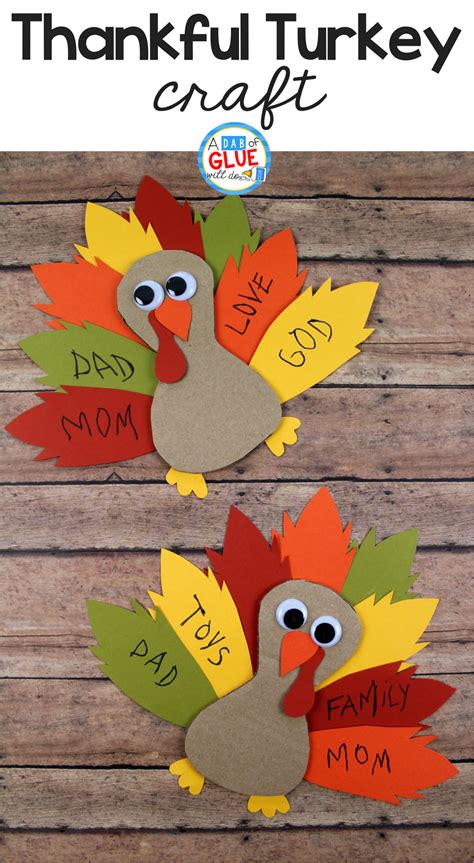 Cardboard Thankful Turkey Craft Thanksgiving Crafts Preschool